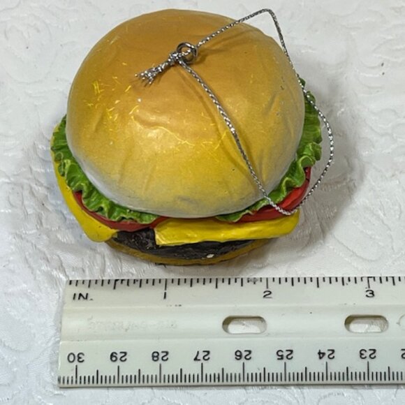 Cheeseburger Fast Food Sandwich Christmas Tree Hanging Ornament 2.5" - Picture 7 of 7